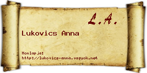 Lukovics Anna névjegykártya