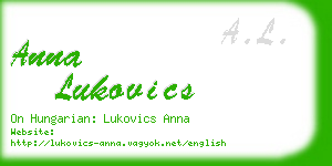 anna lukovics business card